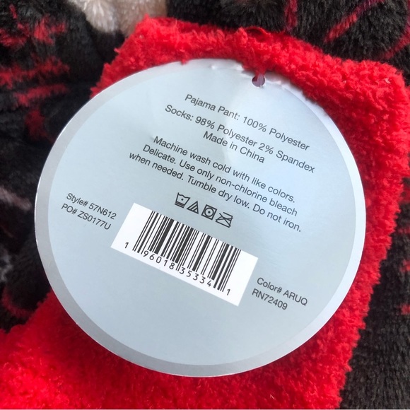 Holiday Reindeer Plush Fleece Pajama Pant & Cozy Socks Bundle, 1X NWT - Picture 5 of 6